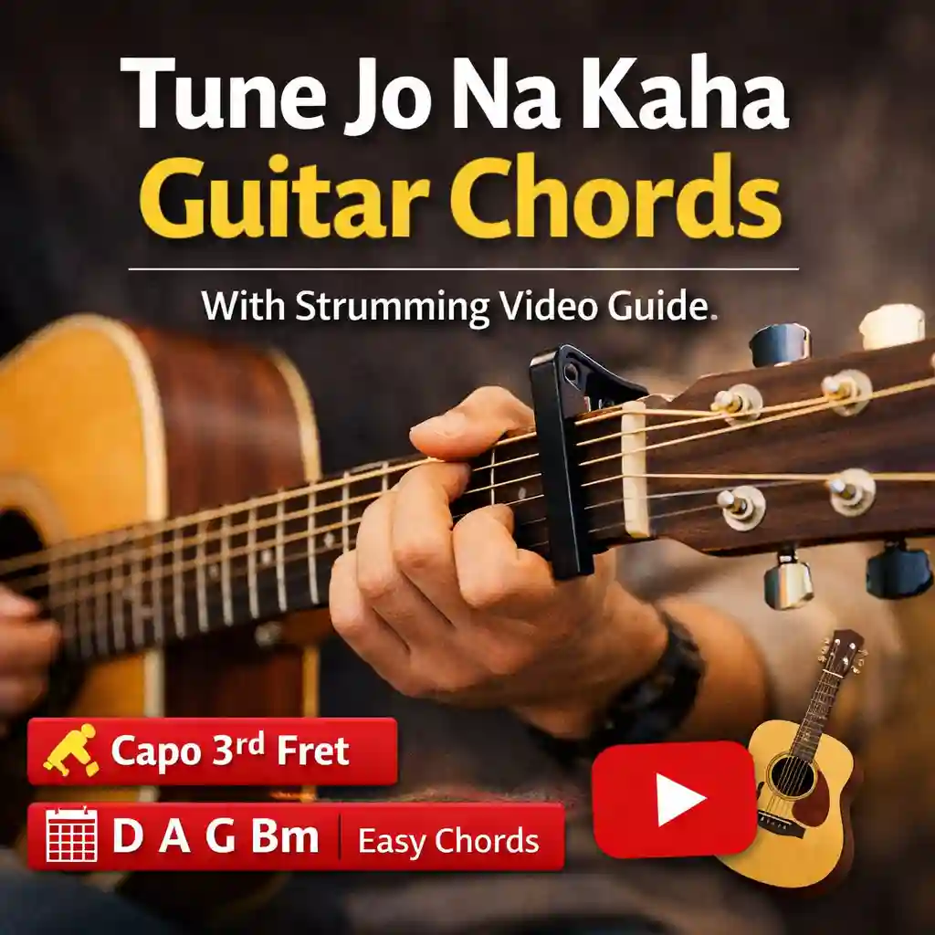 Tune Jo Na Kaha guitar chords with easy strumming pattern and capo position