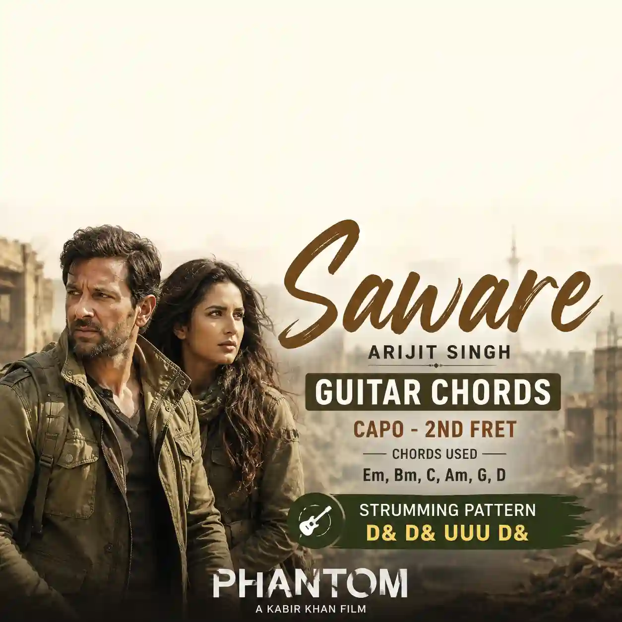Saware guitar chords and strumming pattern with Capo 2nd fret