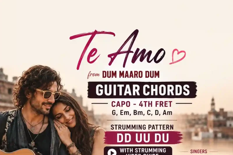 Te Amo guitar chords and strumming pattern with Capo 4th fret