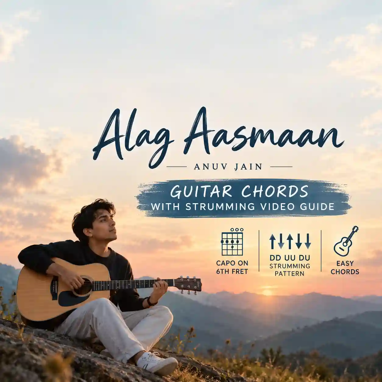 Alag Aasmaan guitar chords with capo on 6th fret and DD UU DU strumming pattern
