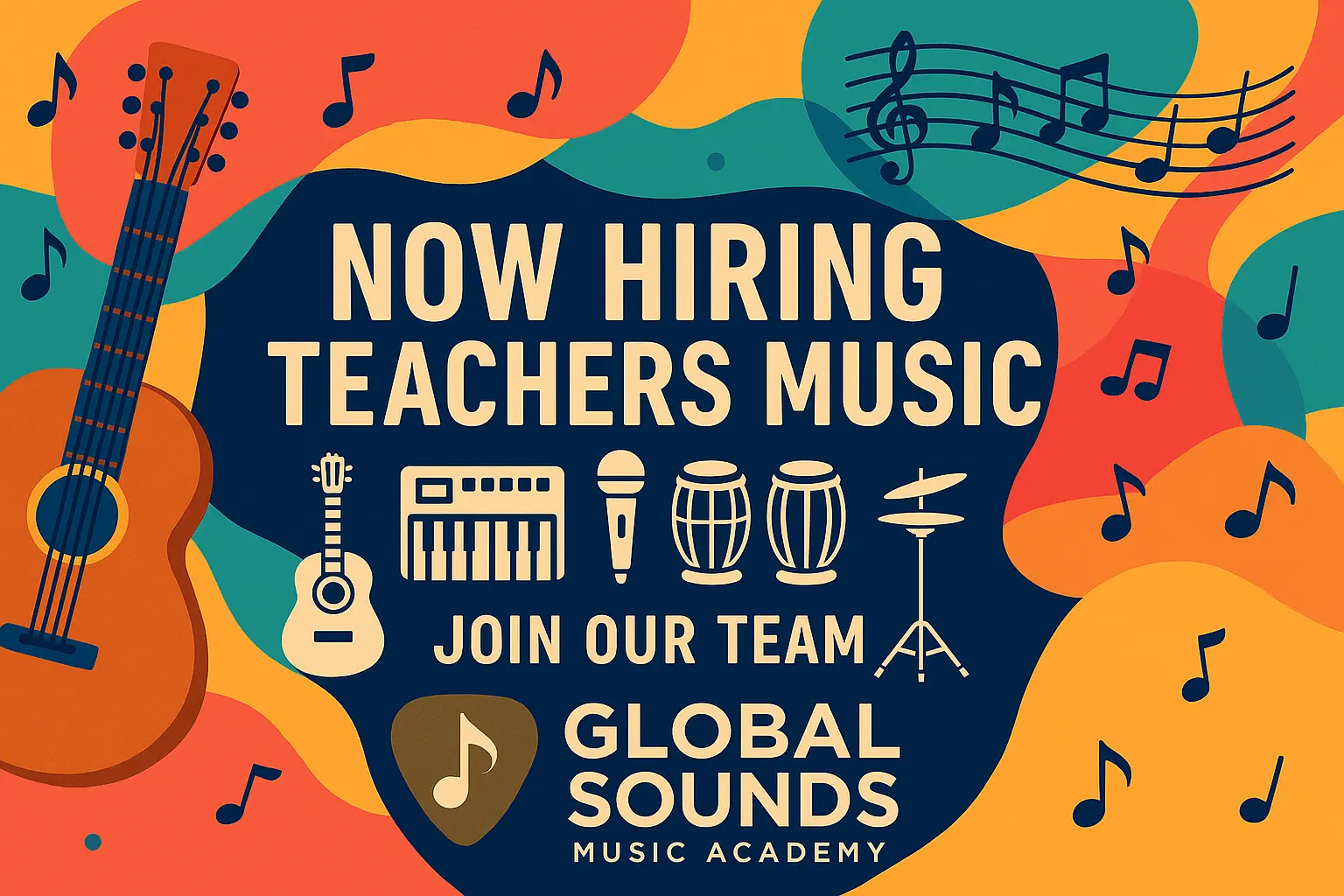Now hiring guitar, keyboard, tabla, piano, vocal, and drum teachers in Noida – Global Sounds Music Academy